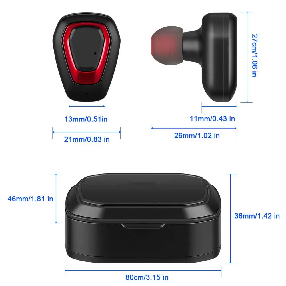True Wireless Sport Running Earbuds Headset TWS Bluetooth In Ear Stereo for Samsung S10 S9 S8 iPhone XR X IOS Android