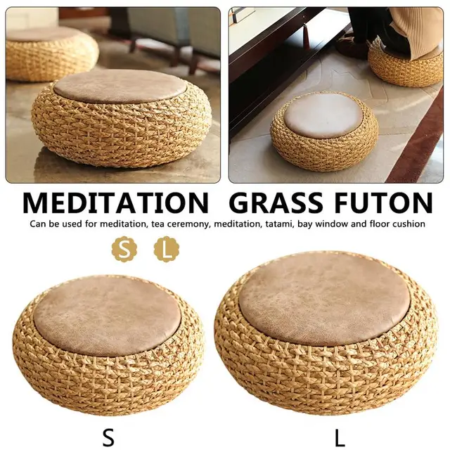 40 60cm Yoga Cushion Thickened Round Leather Mats Cattail Rattan 40 60cm Yoga Cushion Thickened Round Leather Mats Cattail Rattan Weaving Futon For Meditation Rest Chair Seat Mat Tatami