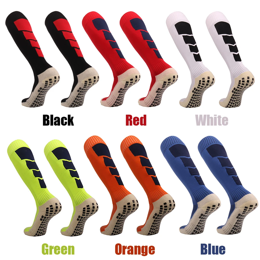 

Anti Slip Men's Male Football Socks Soccer Running Long Stockings Leg Compression Stretch Knee High Cotton Glue Silica Gel 2019