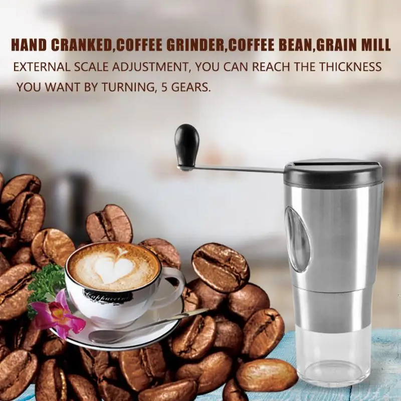 

Pro Portable Coffee Bean Grinder Hand Cranked Coffee Burr Grinder Mini Grinding Machine Coffee Bean Grain Mill for Home Office