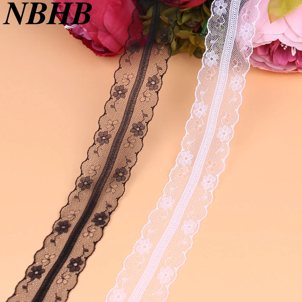

NBHB 10Yards DIY Embroidered Net Lace Trim Fabric Black And White Lace Ribbon Width 35MM For sewing Wedding Decoration