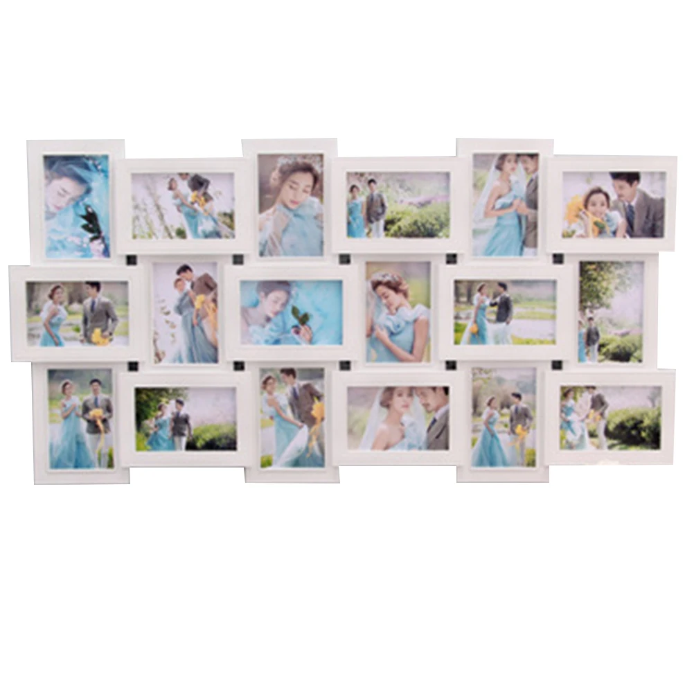 

1pc Photo Frame Square 18 Photo Sockets Wall Hanging PVC Decorative Collage Picture Frame Selfie Gallery