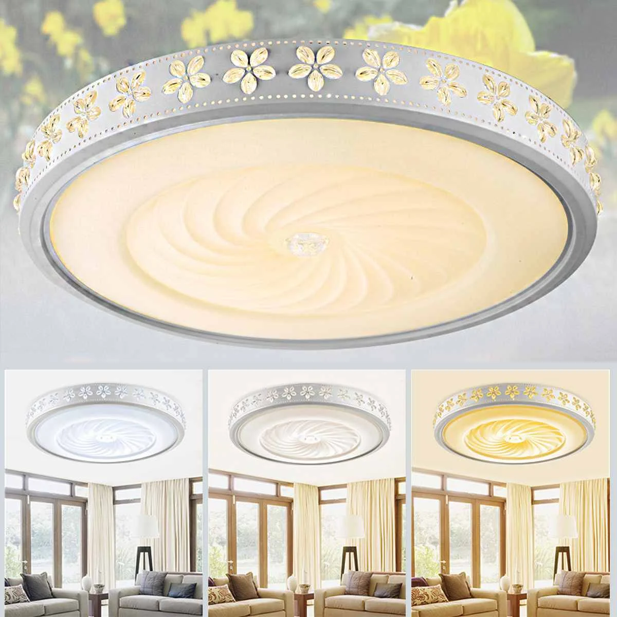 

220V 24W Acrylic 3 Color Dimmable LED Ceiling Lights Remote Control Modern Ceiling Lamp for Living Room Bedroom Firture Lighting
