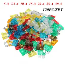 120PCS/set Assorted Mixed Standard Car Auto Blade Fuse 5 A 7.5 A 10 A 15 A 20 A 25 A 30 A