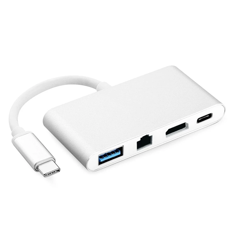 2018 Новый USB C к HDMI 4K + RJ45 Gigabit Ethernet 3 1 type концентратор адаптер | Электроника