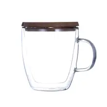 Стеклянная кофейная чайная чашка с двойными стенками новая термостойкая двухслойная стеклянная ручка кофейная чашка с крышкой Горячая