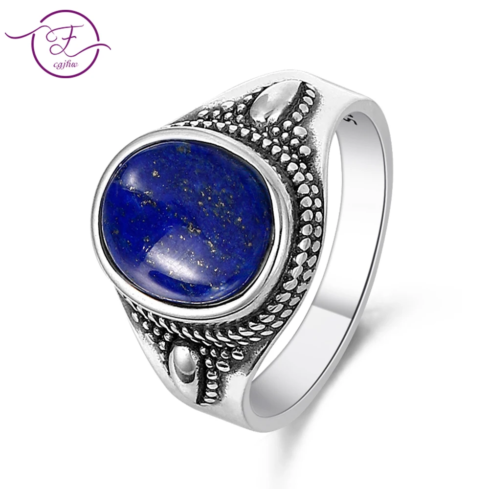 

Sterling silver 925 men and women jewelry retro ring 8x10MM lapis lazuli & purple dragon crystal oval gem gift party