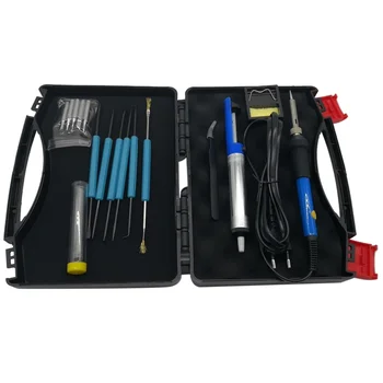 

Eu Plug,16 Pcs 60W 110V Electric Soldering Iron Welding Tool Kit Adjustable Temperature Solder Tips +Desoldering Pump Assist T