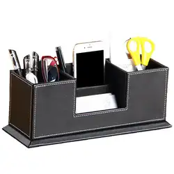 Стол Коробка для хранения многоцелевой Творческий кожаный держатель ручки держатель для карт Мода Офисные канцелярские принадлежности