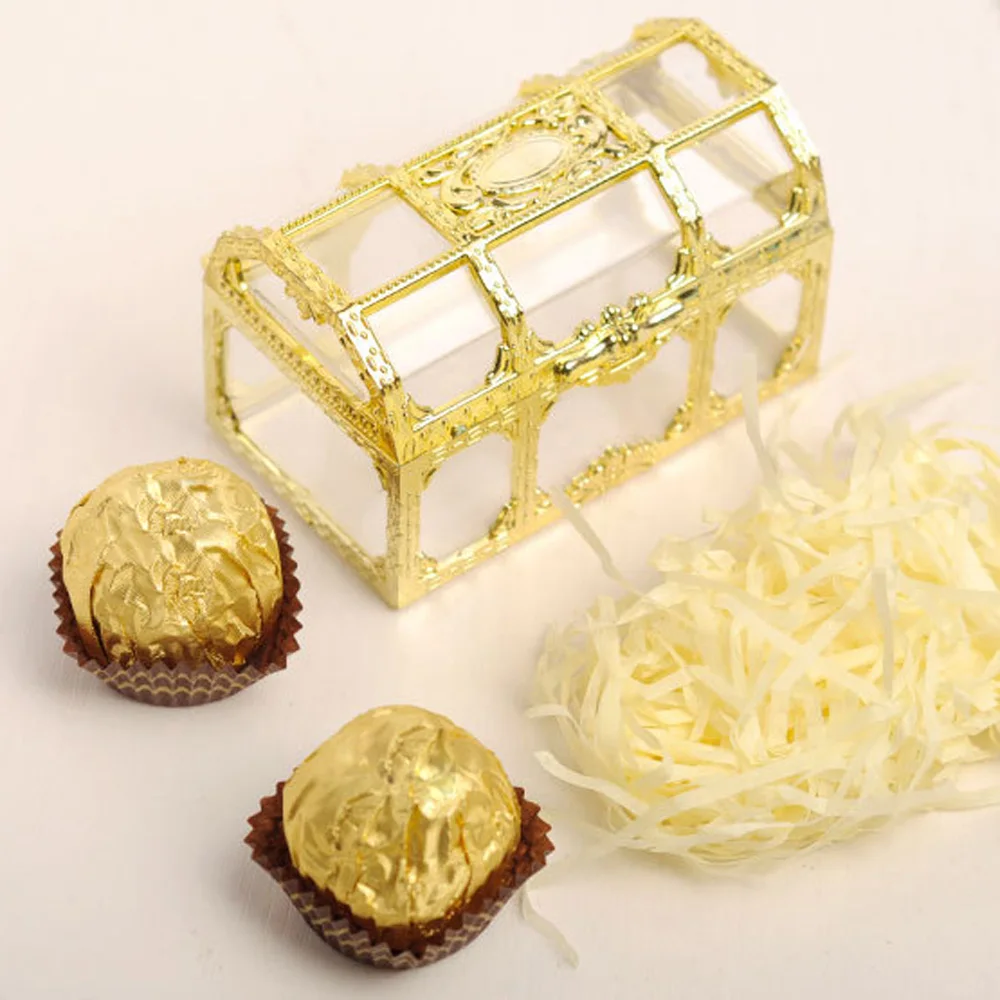 

Party Gift Case Plastic Chest Silver/Gold Candy Box Mini Sweets Delicate Box