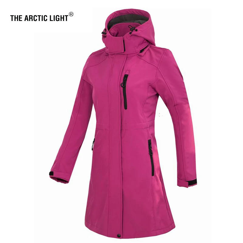 Светильник для кемпинга из флиса, водонепроницаемая мягкая куртка для женщин на открытом воздухе, непромокаемая длинная куртка для походов, охотничья одежда