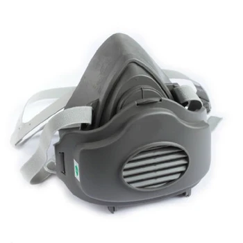 

1 Set Half Face Filter Respirator Gas Mask Safety Protective Suit Anti Dust Organic Vapors PM2.5 Fog Mouth-muffle For 3200 KN95