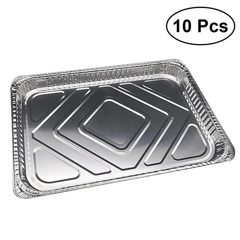 

10Pcs Disposable BBQ Drip Pan Tray Aluminum Foil Tin Liners for Grease Catch Pans Replacement Liner Trays