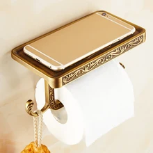 Античный резной алюминиевый сплав для ванной комнаты держатель для мобильного телефона с полкой для ванной комнаты держатель для туалетной бумаги коробка для салфеток