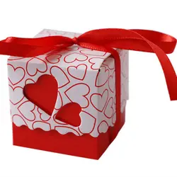 10 шт в форме сердца, для конфет Коробки Свадьба вечеринка подарок Коробки с лентами