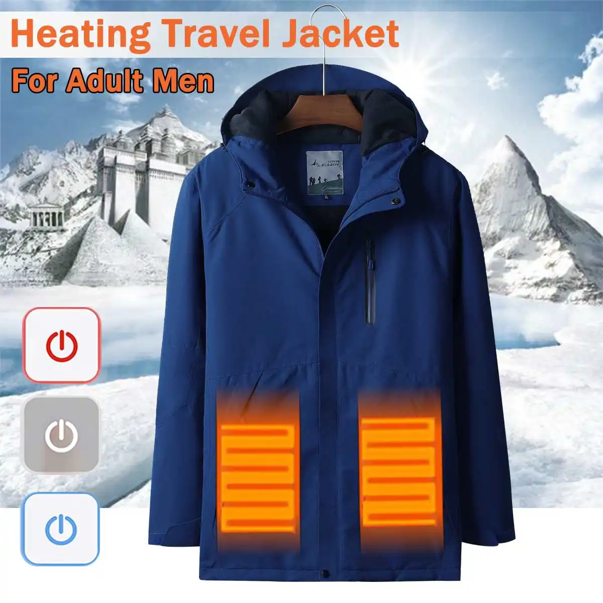 

Waterproof Electric Heating Heaed Warm USB Hooded Travel Thick USB Heating Cotton Jacket Outdoor Windbreaker Hiking Cost