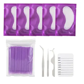 

Eyelash Extension Kit New Starter Training Eyelashes Curler Accessory with Eye Pad Tweezers Tools