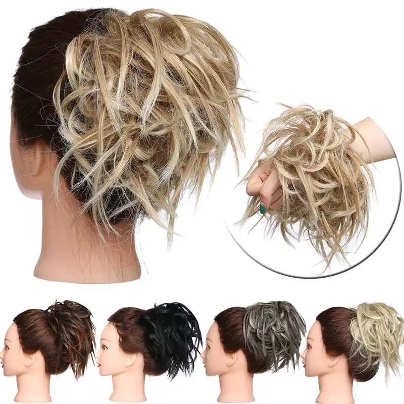 S Noilite Messy Scrunchie Chignon Hair Bun Straight Elastic Band