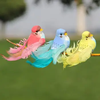 

12 PCS Artificial Birds With Simulated Feather Home Green Plants Gardening Decoration Crafts Foam Fake Bird Ornaments Pendant