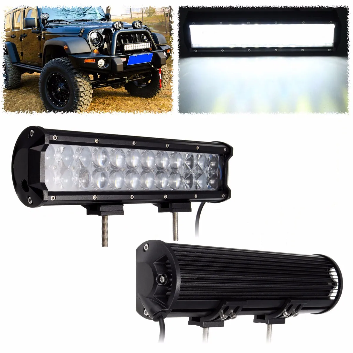 

Pair 11" 72W 24LED Spot Flood Lamp Combo Work Light Bar Waterproof Work Fog Lamp 7000LM For ATV SUV for Jeep Truck Off Road