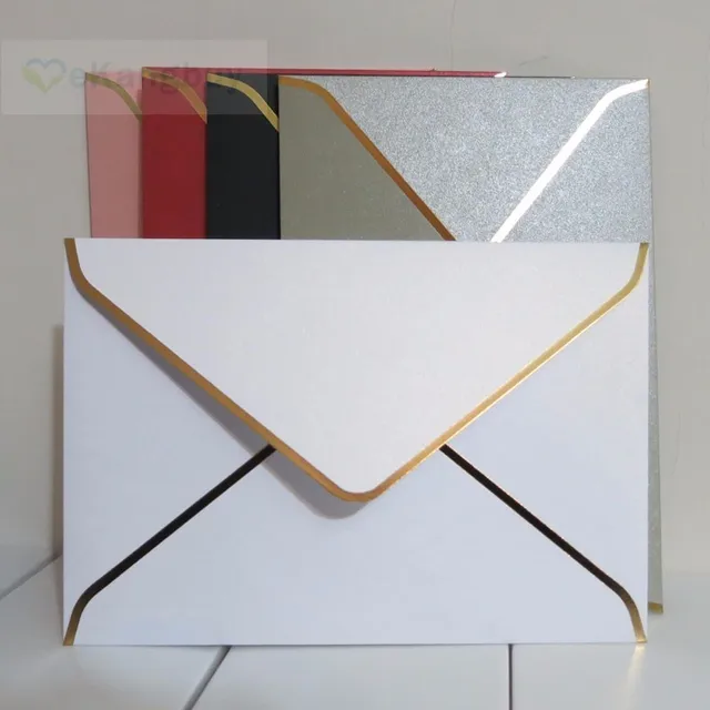 25pcs 194x134mm 7 5x5 2inch pearl color envelope with gold stamping invitation envolopes