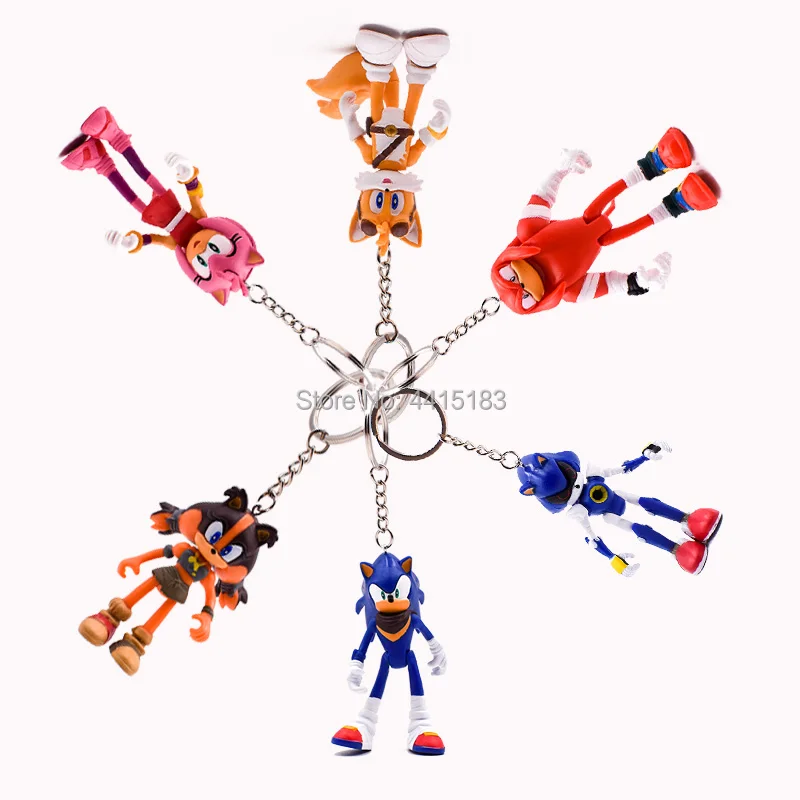 6 pcs/set Anime Sonic Key Chain Tails Amy Rose Knuckles PVC Action Figure Doll Model Toy Christmas Gift For Children 6 pcs/set Anime Sonic Key Chain Tails Amy Rose Knuckles PVC Action Figure Doll Model Toy Christmas Gift For Children
