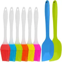 Silicone Basting& Pastry Brushes Bonus With Silicone Spatula,8 Pcs Pack Of Grill Barbecue Brush And Spatula Set, Flexible& D