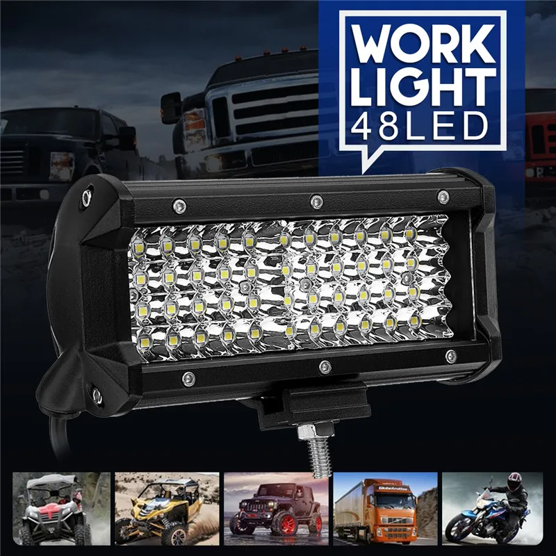 

144W 48led Work Light 4-Row Light Bar 12V 24V Sculpture Universal for Offroad LED spotlight for SUV Car Motorcycle work Lamp