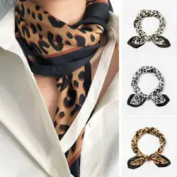 Винтажный ободок для волос шикарный маленький шелковый шарф Лента леопардовый принт шейный платок галстуки съемный воротник