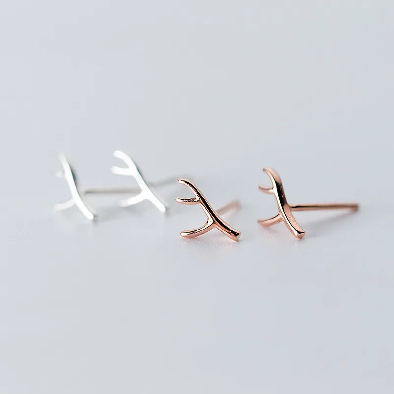 100% s925 серьги в форме оленьих рогов рога оленя штифты для ушей скалолазание женщин