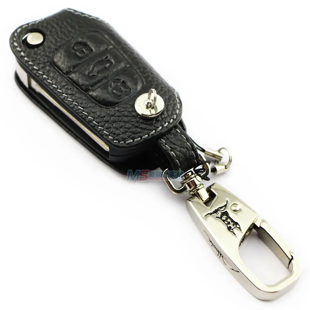 

Genuine Leather Flip Remote Key Fob Case for Kia Yueda k5 k2 Soul Sportage Carens Sorento Forte auto accessories new key ring