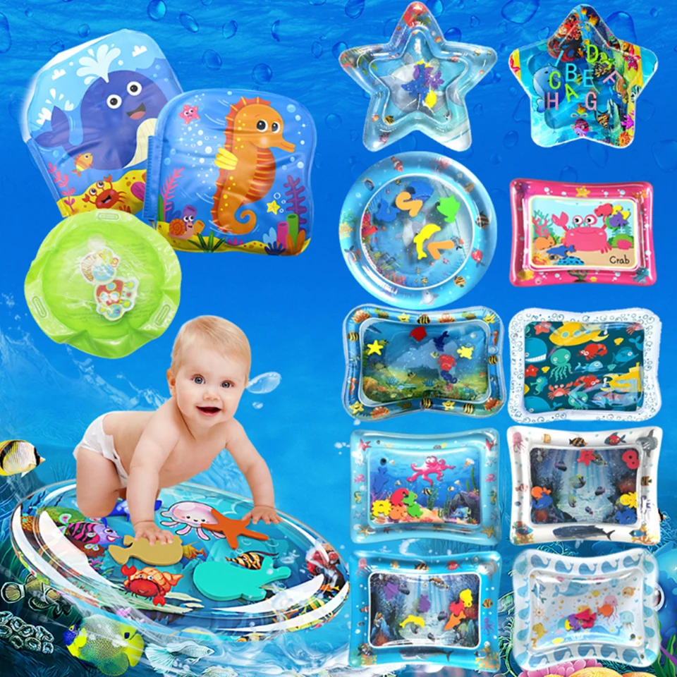 Надувной детский водяной коврик игровой для живота центр игр сенсорной