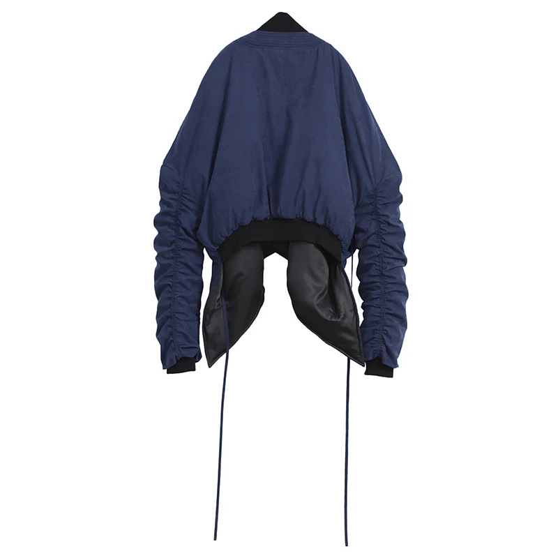 Bleu Foncé Mode L186 Grande Cordon Coton Taille À Manches Printemps Nouveau Femmes Veste 2019 Matelassé Hiver manteau col Navy Blue V Longues zMUSVpq