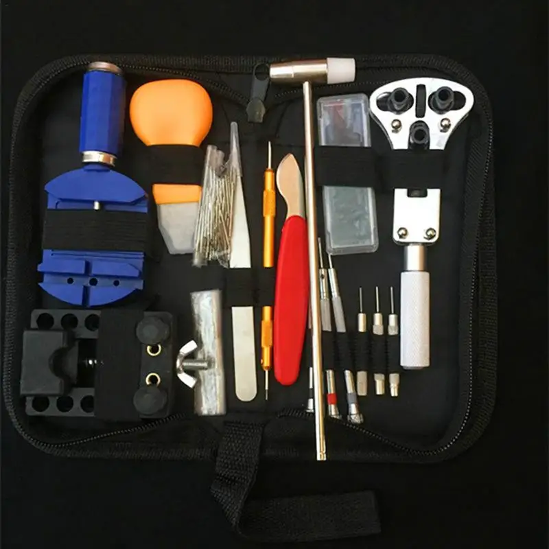 

147pcs Multifunction Watch Repair Kit With Watch Band Dismantling Device Bottom Opener Tweezers Punching Needles Hammer Set