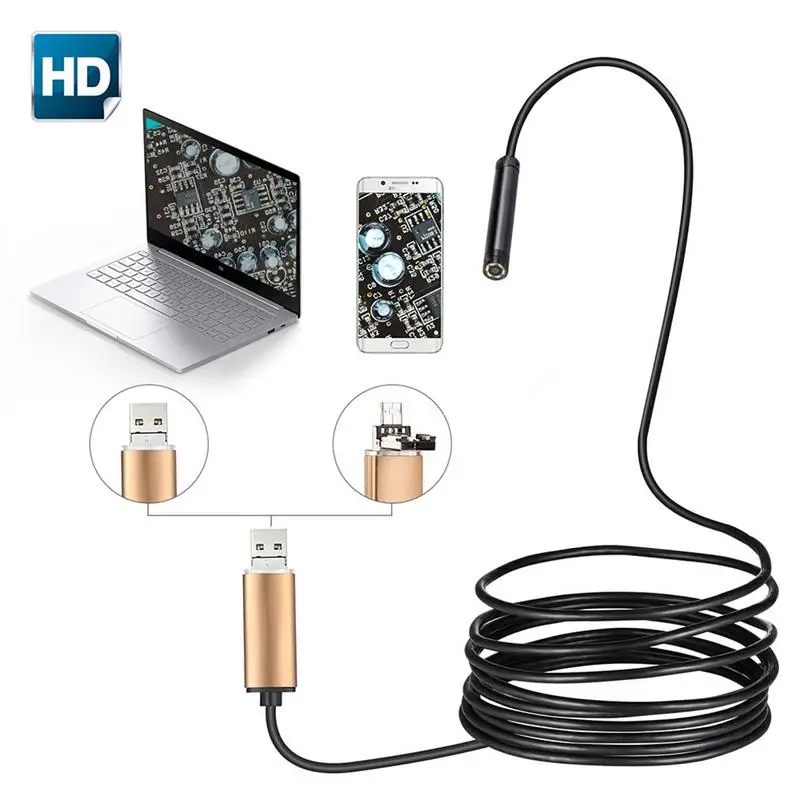 7 мм 2 в 1 USB эндоскоп 480P Android Смартфон ноутбук микро камера Мобильный телефон