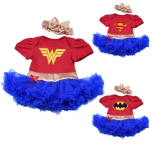 Повседневное фатиновое платье-пачка для маленьких девочек и повязка на голову с Бэтменом; летняя праздничная одежда для младенцев с супергероем, Суперменом, чудо-бабой, Лигой Справедливости