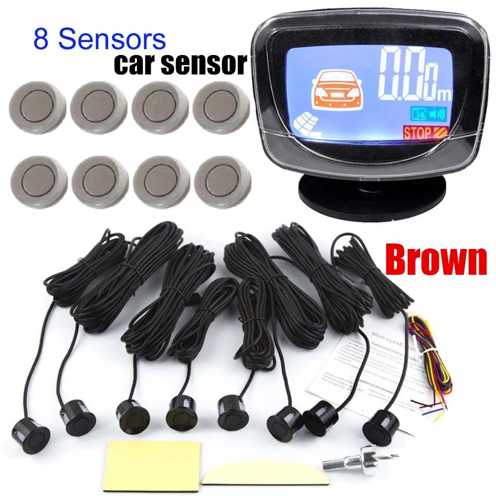 

22.5mm Parking Sensor Kit 8 Sensors Display Car Reverse Backup Radar Monitor System Buzzer LCD monitor Alarm Alert BeBe Loud