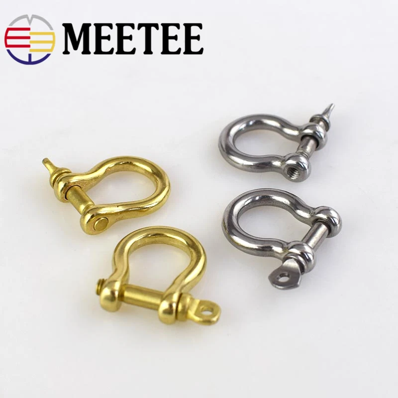 4pcs Meetee 25*8mm Brass Stainless steel Bow D Ring Shackle Clasp Ring