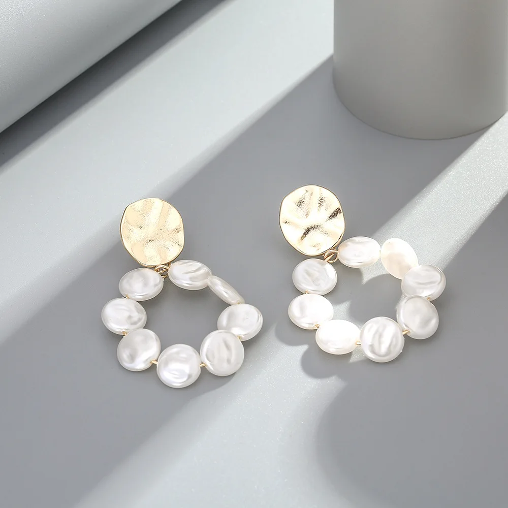

2019 New Arrival Women Wedding Earrings Temperament Pearls Drop Earrings For Women Girls Party Round Circle Earrings Bijoux Gift