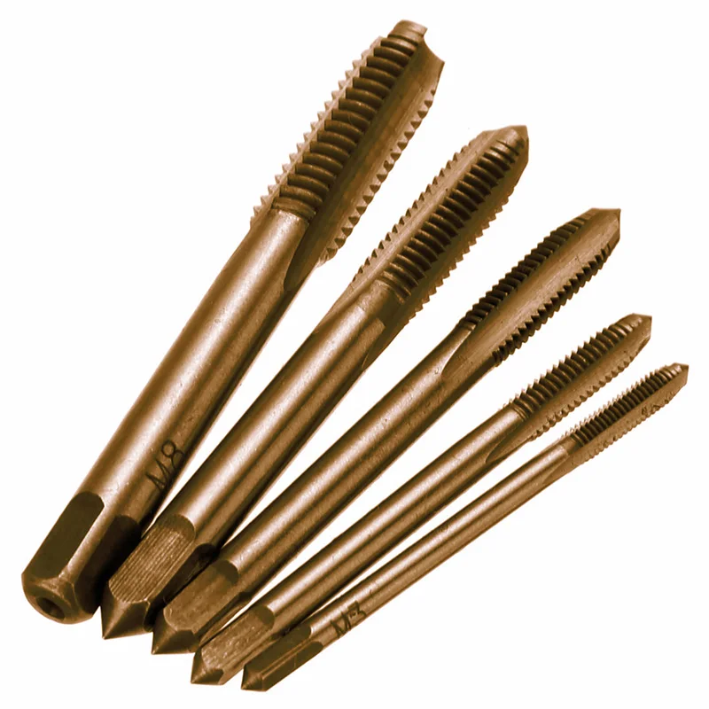 

5Pcs High Speed Steel Hand Screw Thread Tapper M3 M4 M5 M6 M8 Screw Thread Tap Drill Bit Metric Plug Tap Machine Tool