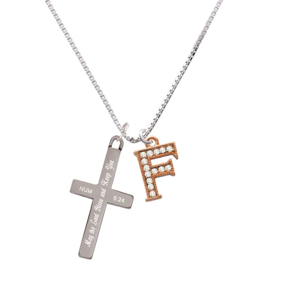 Кристальное розовое золото цветной тон Initial F Bless и держать вас | Подвески -32915797266