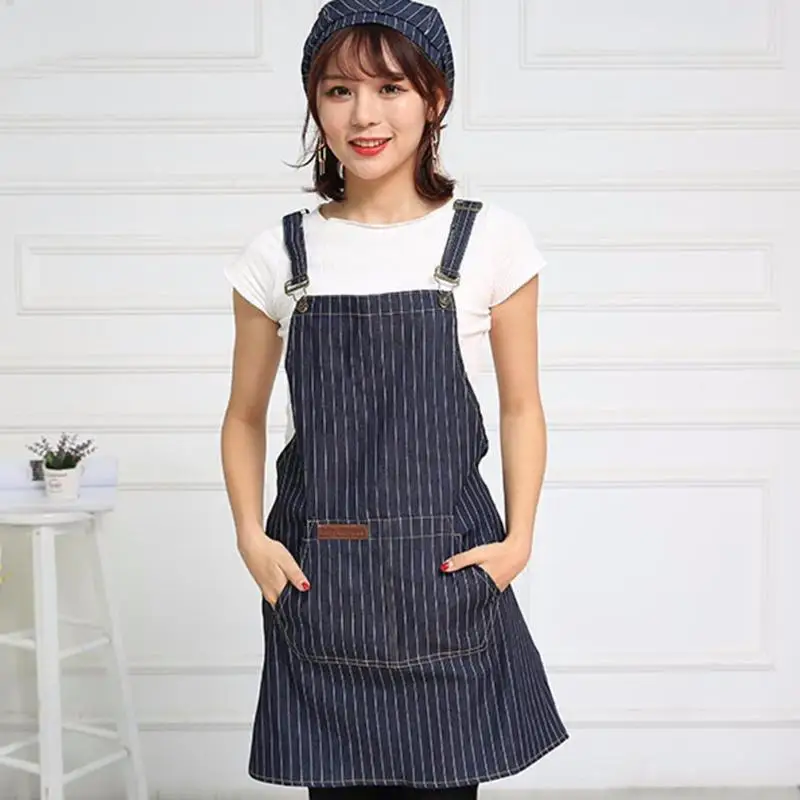 Men Women Stripes Long Waist Aprons Pocket Chef Waiter Bar Kitchen Apron Big Pocket Beautiful and Practical Good Kitchen Help