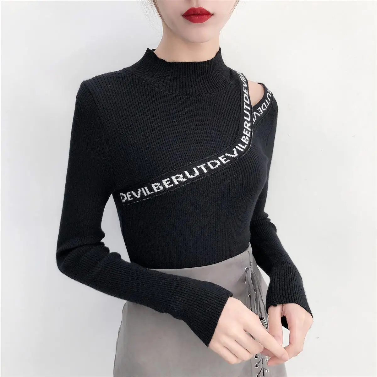 only neck and sleeves sweater