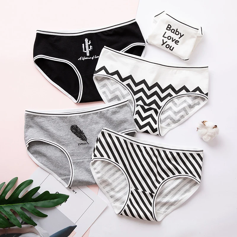 Hot Sale 1PC Women's Panties Lingerie Letters Underwear Female Women Briefs Sexy Stripes High Quality Cotton