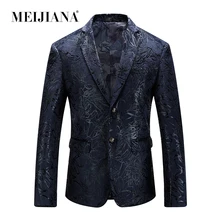 Мужские блейзеры, брендовый пиджак с цветочным принтом, новинка, приталенный пиджак MEIJIANA, модная повседневная куртка, большие размеры