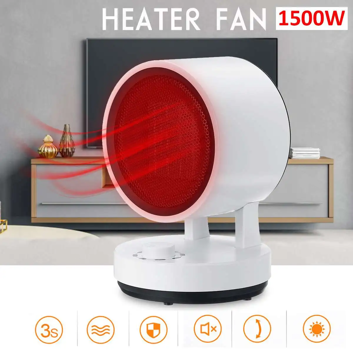 

1500W Electric Heater Fan PTC Ceramic Table Hand Heaters Portable Air Winter Warmer Camping Home Batnroom Heating Machine