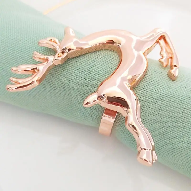 

1PC Elk Deer Napkin Rings Table Decorative Ornament Zinc Alloy Napkin Buckle for Christmas Wedding Parties Everyday Use