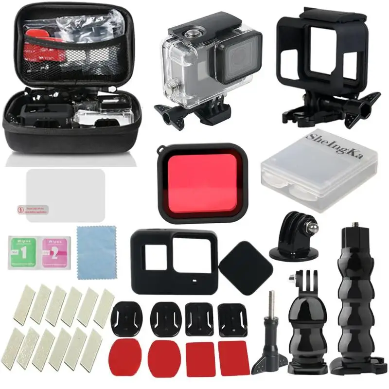 

32pcs/set Sports Video Cameras Accessories Underwater Waterproof Case Diving Housing Mount for GoPro Hero 5/6/2018