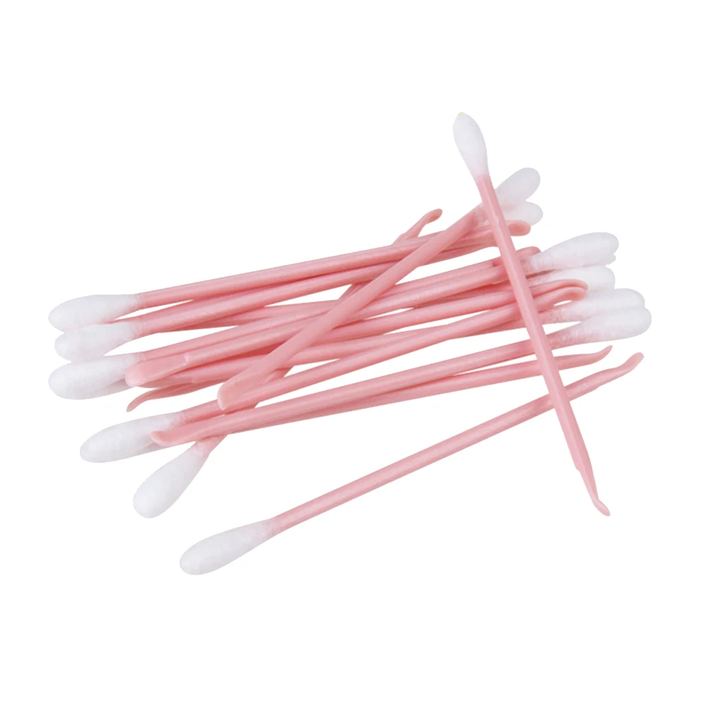 

80pcs Cotton Swab Double Head ABS Pink Makeup Supplies Ear Clean Tools Makeup Cotton Tip for Ladies Girls Women