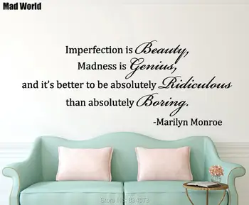 

IMPERFECTION IS BEAUTY Quote Words Wall Art Stickers Wall Decals Home DIY Decoration Removable Room Decor Wall Stickers